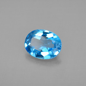 Topázio azul natural 2,13ct, corte oval, VVS
