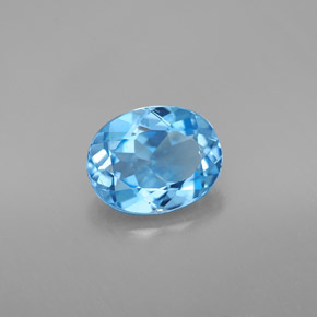 Topázio azul natural 2,16ct, corte oval, VVS