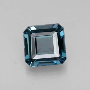 Topázio azul natural 1,56ct, corte esmeralda, VVS-VS