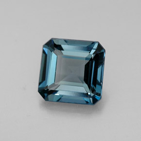 Topázio azul natural 1,56ct, corte esmeralda, VVS-VS
