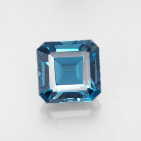 Topázio azul natural 1,62ct, corte esmeralda, VVS