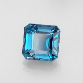 Topázio azul natural 1,62ct, corte esmeralda, VVS