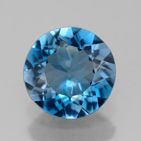 Topázio azul natural 2,58ct, corte redondo, VVS