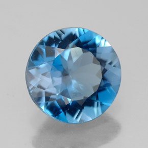 Topázio azul natural 2,58ct, corte redondo, VVS