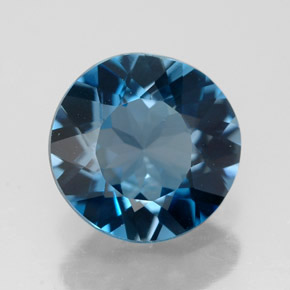 Topázio azul natural 2,71ct, corte redondo, VVS