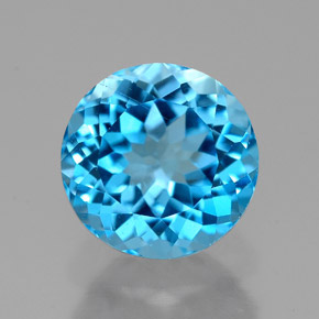 Topázio azul natural 2,59ct, corte redondo, VVS
