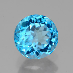Topázio azul natural 2,59ct, corte redondo, VVS