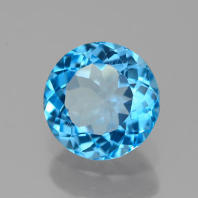 Topázio azul natural 2,31ct, corte redondo, VVS