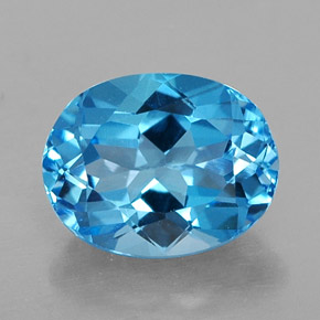 Topázio azul natural 2,54ct, corte oval, VVS