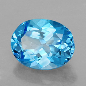 Topázio azul natural 2,54ct, corte oval, VVS