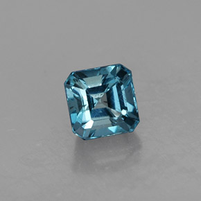 Topázio azul natural 1,12ct, corte esmeralda, VS
