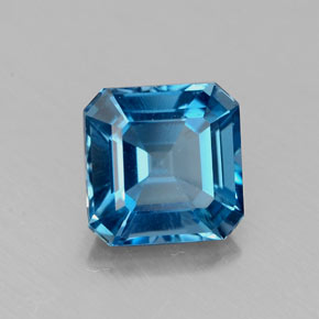 Topázio azul natural 1,90ct, corte esmeralda, VVS-VS