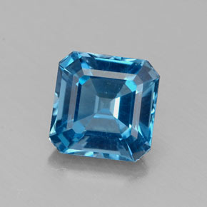 Topázio azul natural 1,90ct, corte esmeralda, VVS-VS