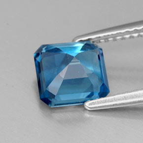 Topázio azul natural 1,90ct, corte esmeralda, VVS-VS