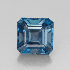 Topázio azul natural 2,46ct, corte esmeralda, VS