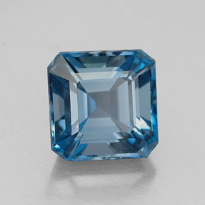 Topázio azul natural 2,46ct, corte esmeralda, VS
