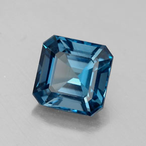 Topázio azul natural 2,19ct, corte esmeralda, VS