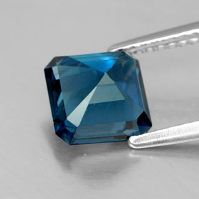 Topázio azul natural 2,19ct, corte esmeralda, VS