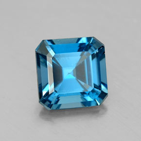 Topázio azul natural 1,91ct, corte esmeralda, VS