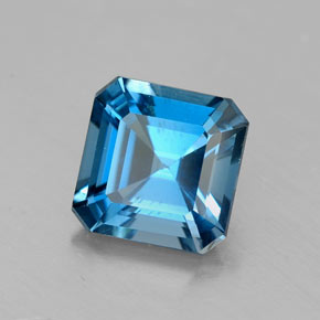 Topázio azul natural 1,91ct, corte esmeralda, VS