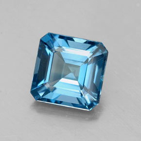 Topázio azul natural 1,93ct, corte esmeralda, VS-SI
