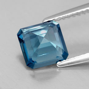 Topázio azul natural 1,93ct, corte esmeralda, VS-SI