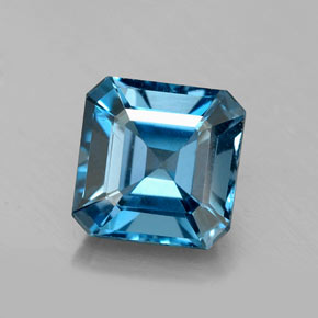Topázio azul natural 2,23ct, corte esmeralda, VS