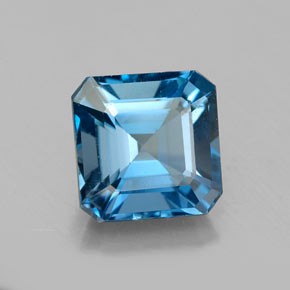 Topázio azul natural 2,23ct, corte esmeralda, VS