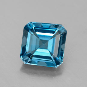 Topázio azul natural 2,35ct, corte esmeralda, VS