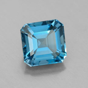Topázio azul natural 2,35ct, corte esmeralda, VS