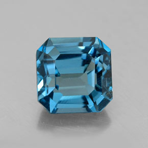 Topázio azul natural 2,50ct, corte esmeralda, VS