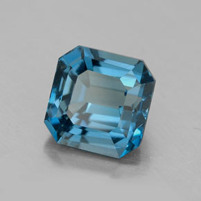 Topázio azul natural 2,50ct, corte esmeralda, VS