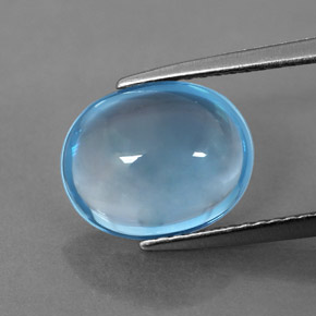 Topázio azul natural 3,80ct, corte oval, transparente