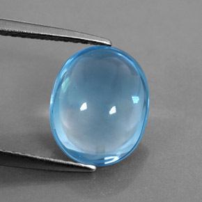 Topázio azul natural 3,80ct, corte oval, transparente