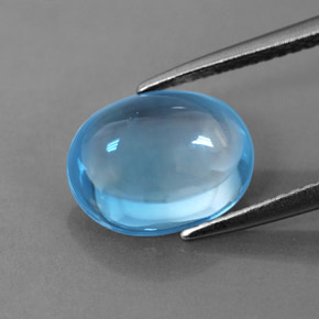 Topázio azul natural 3,80ct, corte oval, transparente