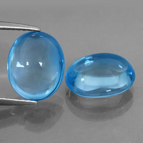 Pedras preciosas de topázio azul natural de  ct, corte oval, transparente