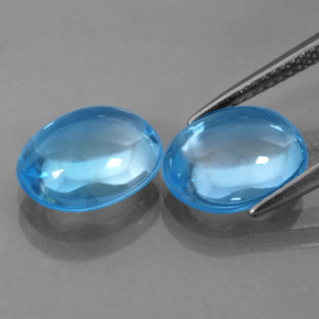 Pedras preciosas de topázio azul natural de  ct, corte oval, transparente