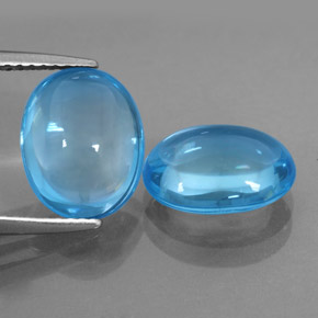 Pedras preciosas de topázio azul natural de  ct, corte oval, transparente
