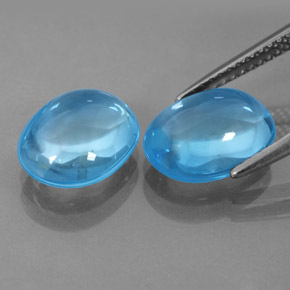Pedras preciosas de topázio azul natural de  ct, corte oval, transparente