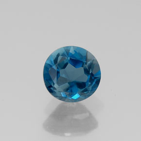 Topázio azul natural 0,63ct, corte redondo, VVS-VS
