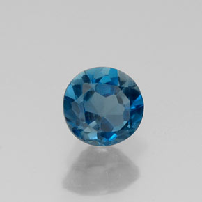 Topázio azul natural 0,63ct, corte redondo, VVS-VS