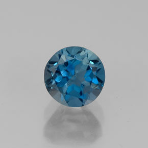 Topázio azul natural 0,81ct, corte redondo, VVS-VS