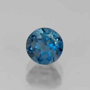 Topázio azul natural 0,81ct, corte redondo, VVS-VS