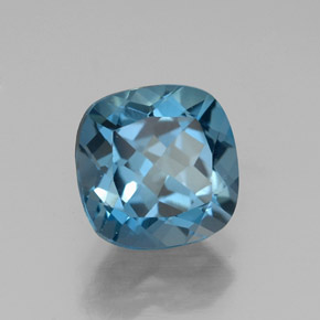 Topázio azul natural 2,77ct, almofada cortada, VVS-VS