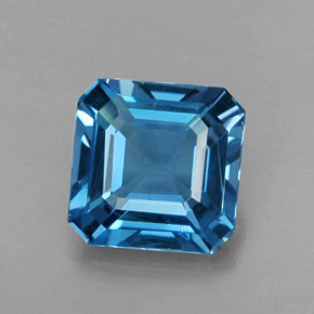 Topázio azul natural 1,73ct, corte esmeralda, VS