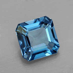 Topázio azul natural 1,73ct, corte esmeralda, VS