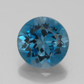 Topázio azul natural 3,07ct, corte redondo, VVS-VS