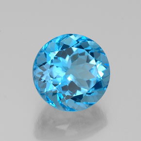 Topázio azul natural 2,28ct, corte redondo, VVS-VS
