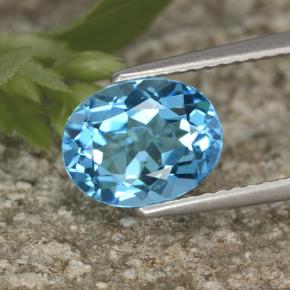 Topázio azul natural 2,29ct, corte oval, VVS-VS