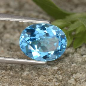 Topázio azul natural 2,29ct, corte oval, VVS-VS